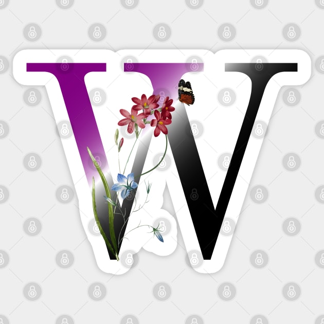 botanical monogram W Sticker by Eric Okore